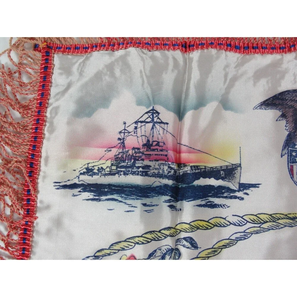 Vintage WWII US Navy Sweetheart Pillow Cover Our Navy America's Guardian USN